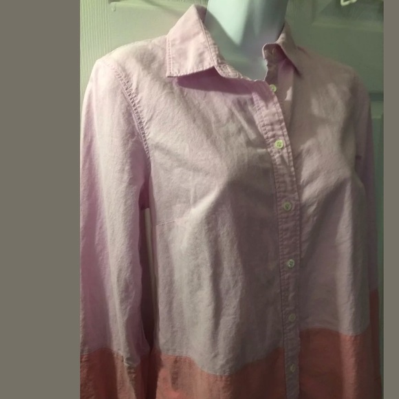 J. CREW Boy Color Block Oxford Shirt Top Blouse Button Down Pink Ted Collared - Picture 4 of 8